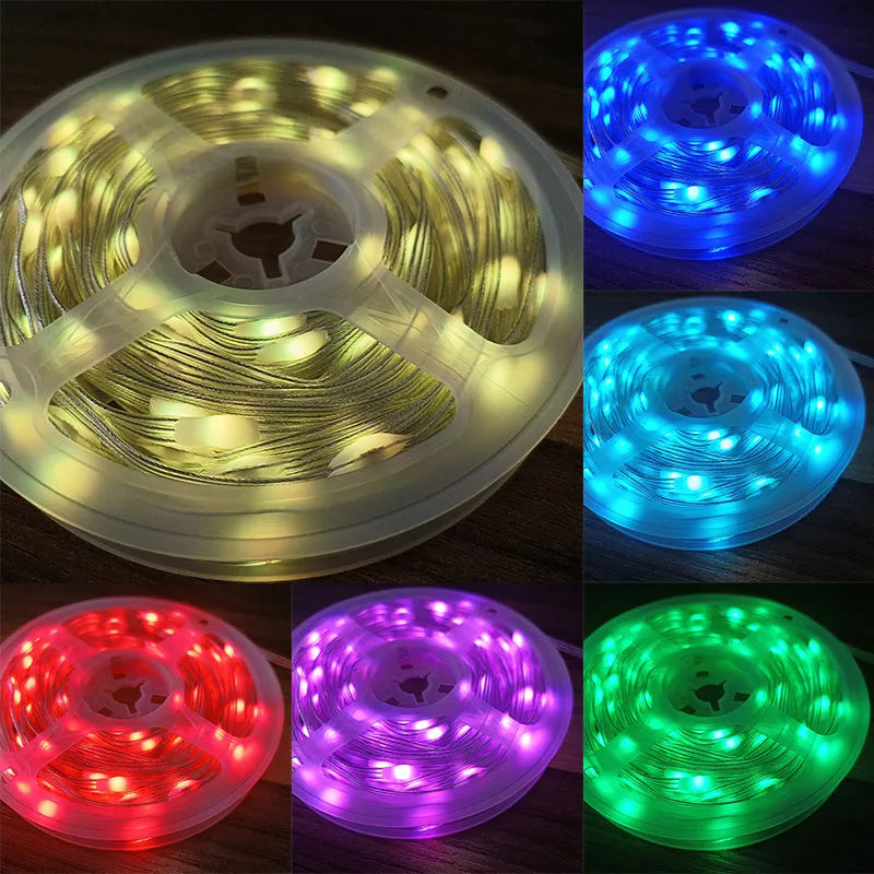 10 metre long multi-colour LED decorative light string with remote control for parties.
