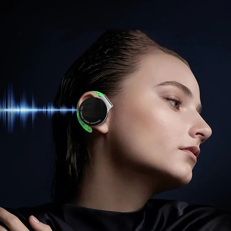 Black and white wireless Bluetooth sports earphones with in-ear design for secure fit.