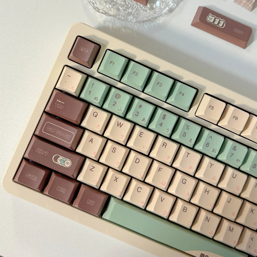 Craft Key CAP Matcha theme keycap set for cross satellite shaft mechanical keyboards.