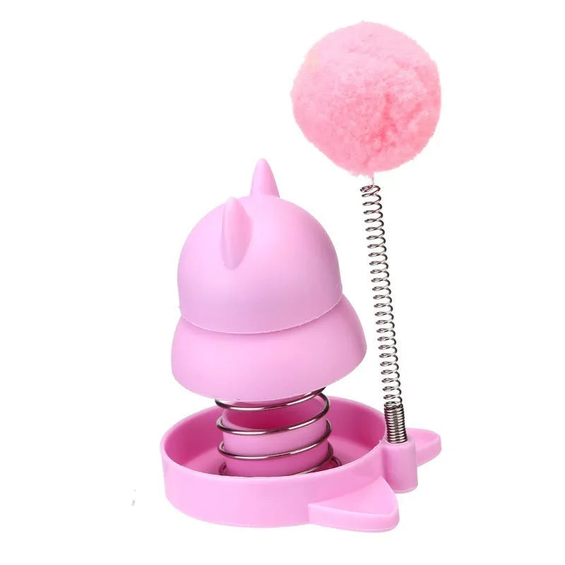 Lucky cat mint ball toy with teasing stick in blue, orange, and pink colour options