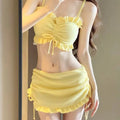 Women's milk silk bikini swimsuit in solid colour with separate top and pants