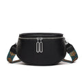 Women's soft PU leather messenger bag in saddle shape with single shoulder strap and sewing line details