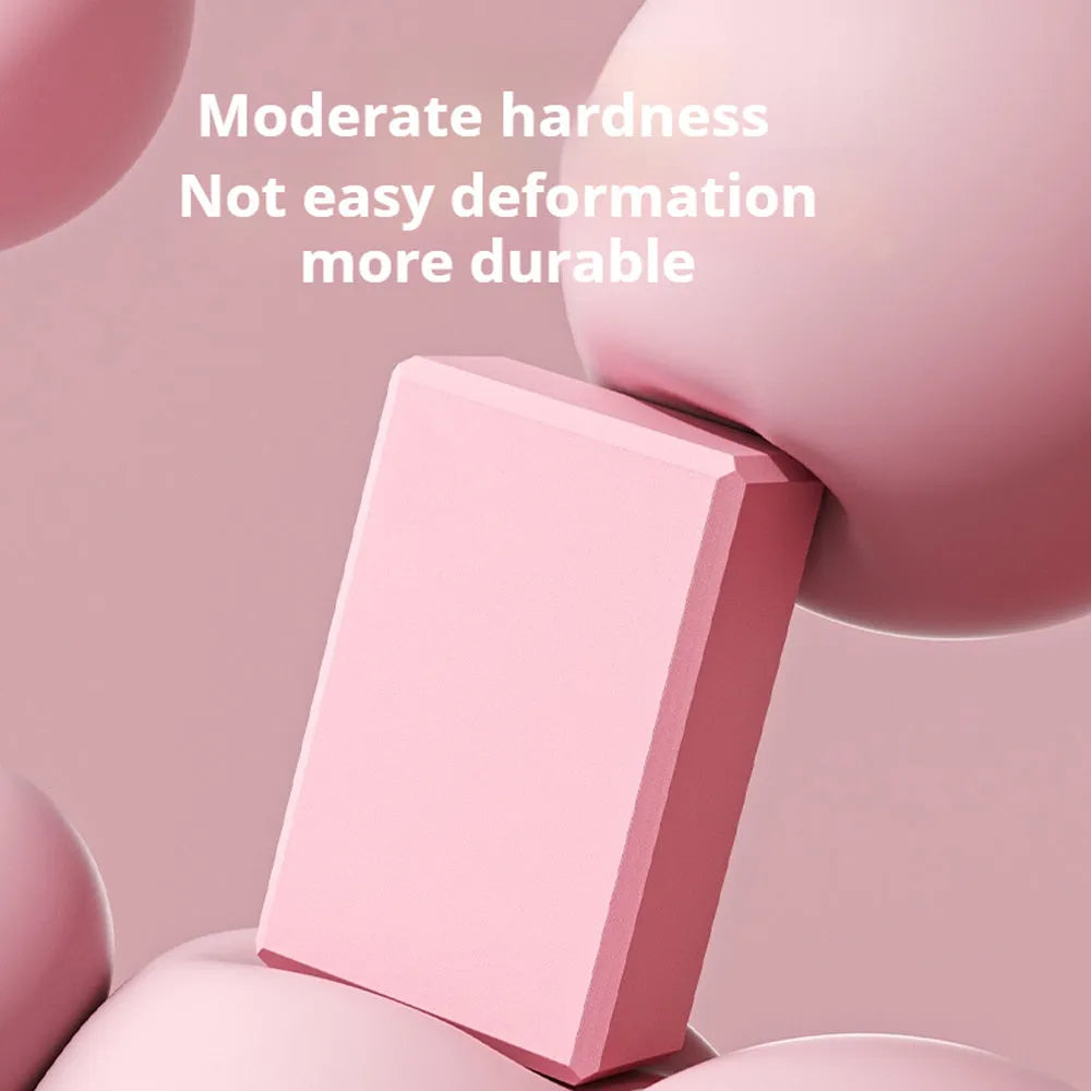 High density EVA foam yoga block with hexagonal ridges in solid colour for gym training and stretching