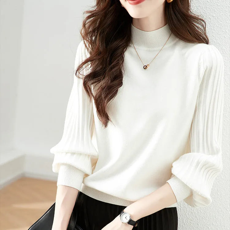 Slim fit half turtleneck shirt in core-spun yarn with spandex, available in apricot, black, blue and white colours.