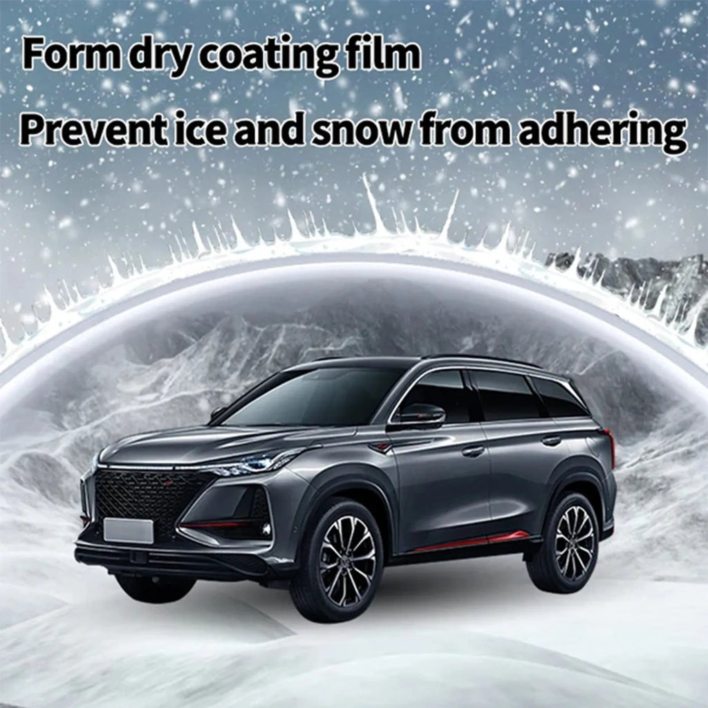 Car snow brush with hydrophobic nano coating and compact PE plastic handle