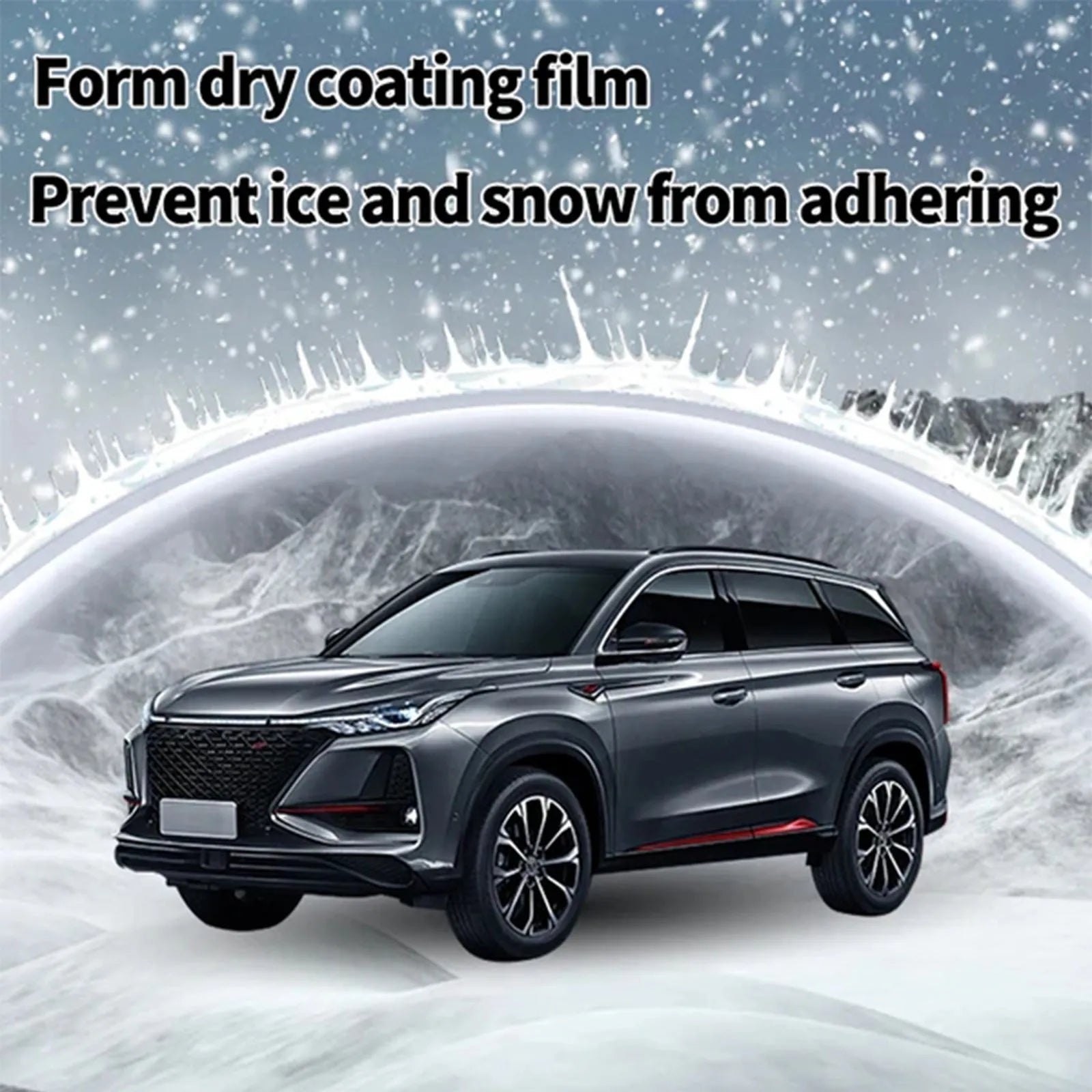 Car snow brush with hydrophobic nano coating and compact PE plastic handle