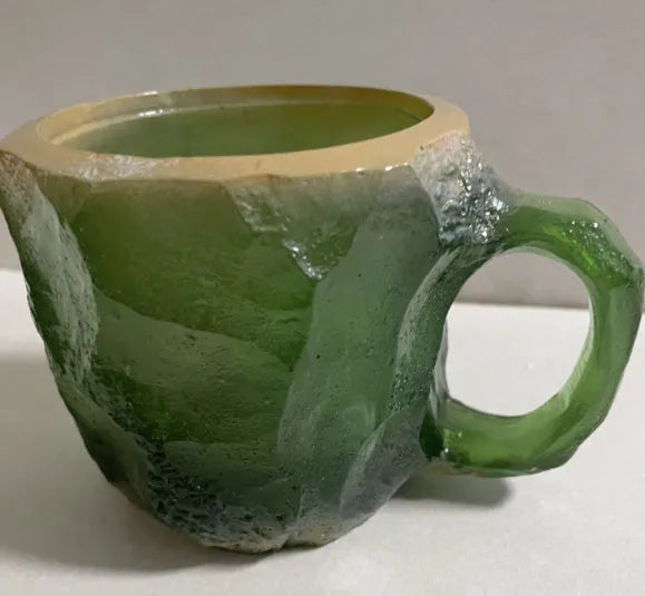 400ml resin coffee mug with mineral crystal design and handle in multiple colour options