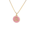 Copper bottle cap pendant necklace with 18K gold electroplating on a 40cm box chain