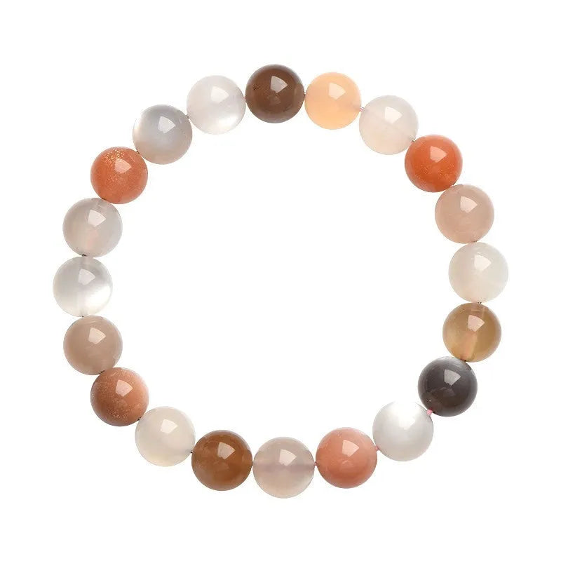 Natural colourful moonlight moonstone bracelet with 8mm beads in single circle unisex design