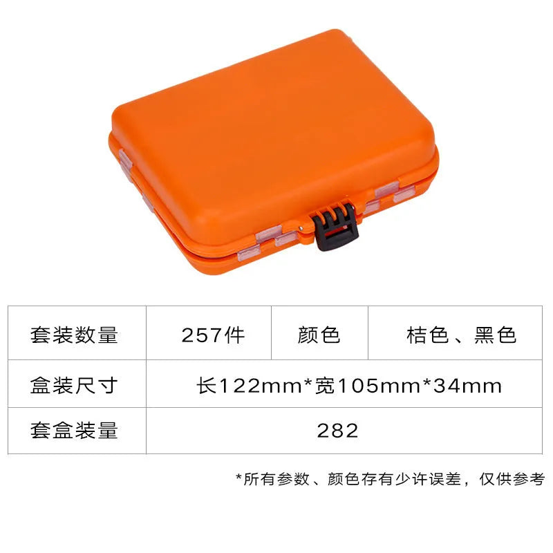 Weihe 257-piece fishing lure and hook accessory kit in ABS storage box for Texas, sea, and rock fishing.