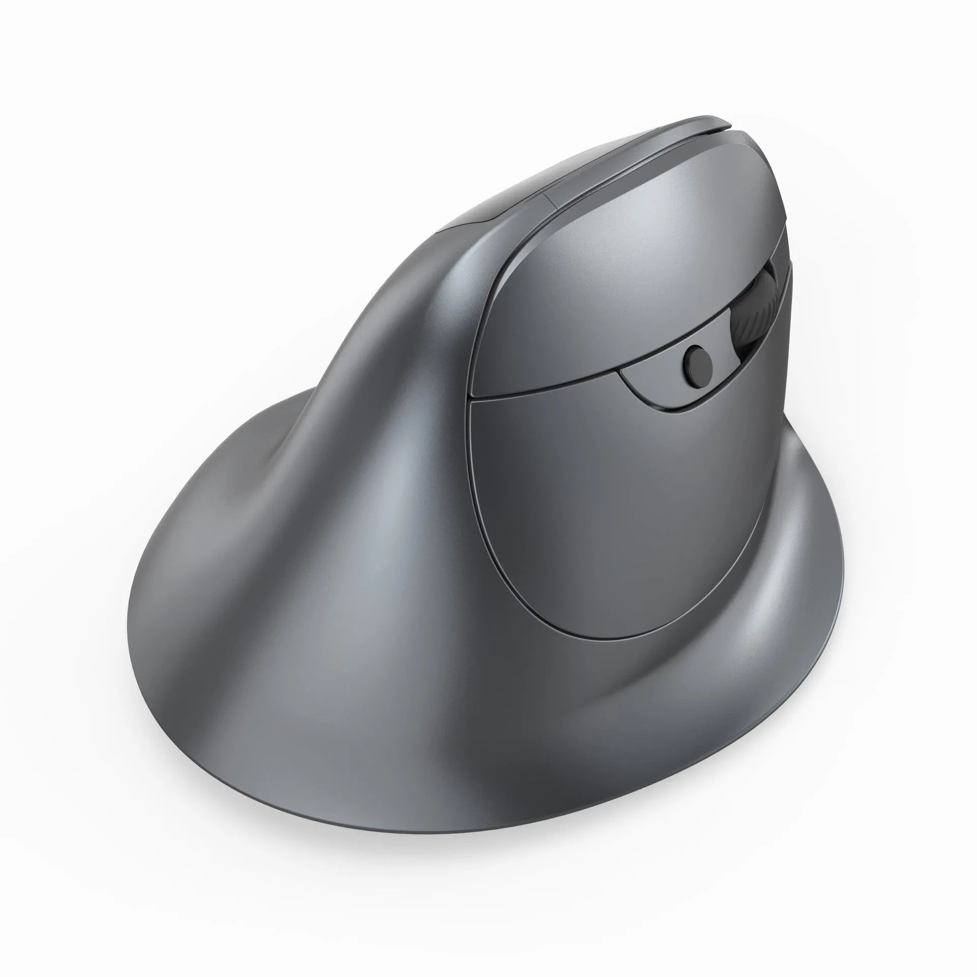 Grey Bluetooth vertical mouse with self-charging for laptop computers