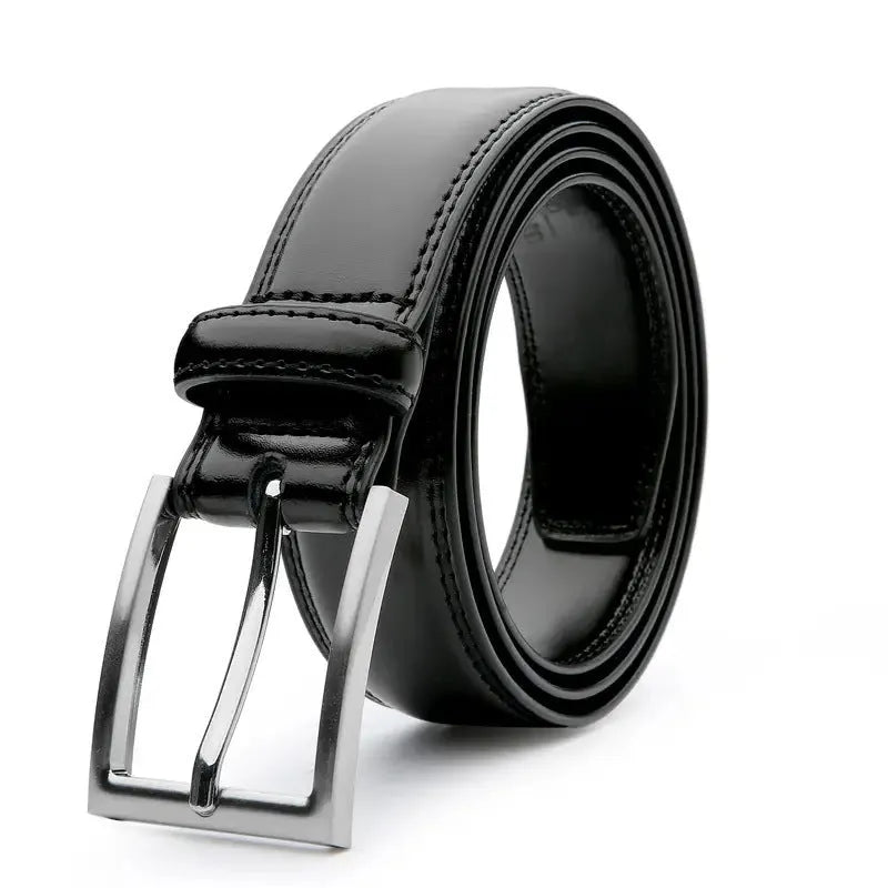 Men's genuine leather casual belt with alloy buckle in wild 95 pattern showing brown colour option