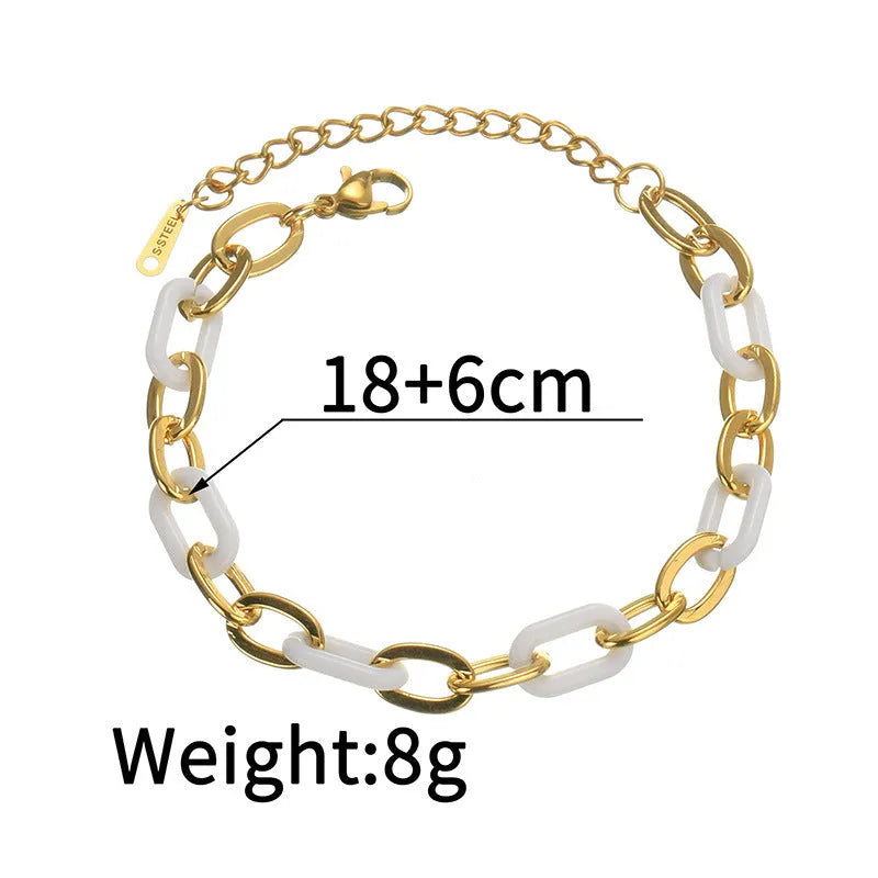 Stainless steel resin bracelet with double layers loving heart design for women