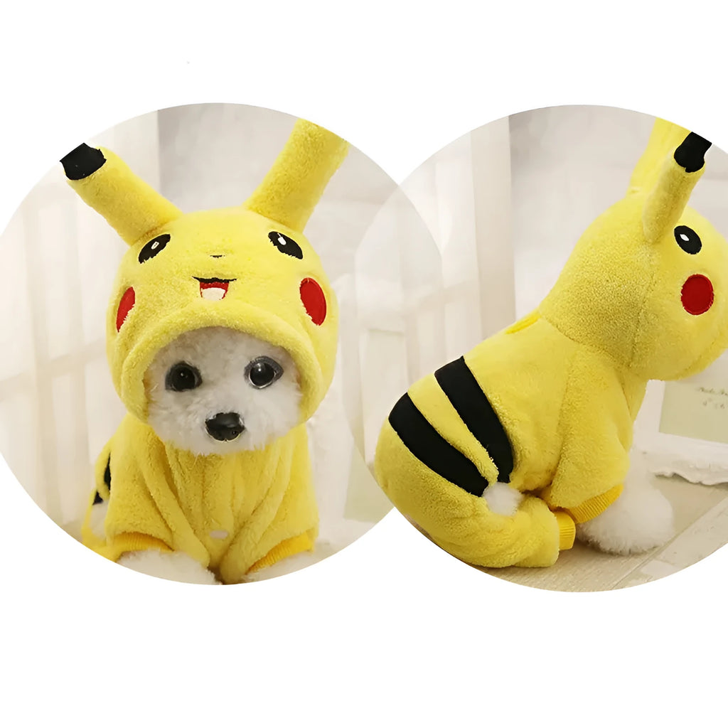 Fleece hooded coat for a small dog or cat on a white background