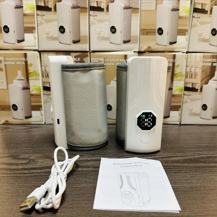 Grey and white car charger milk warmer with 36W heating and constant temperature control