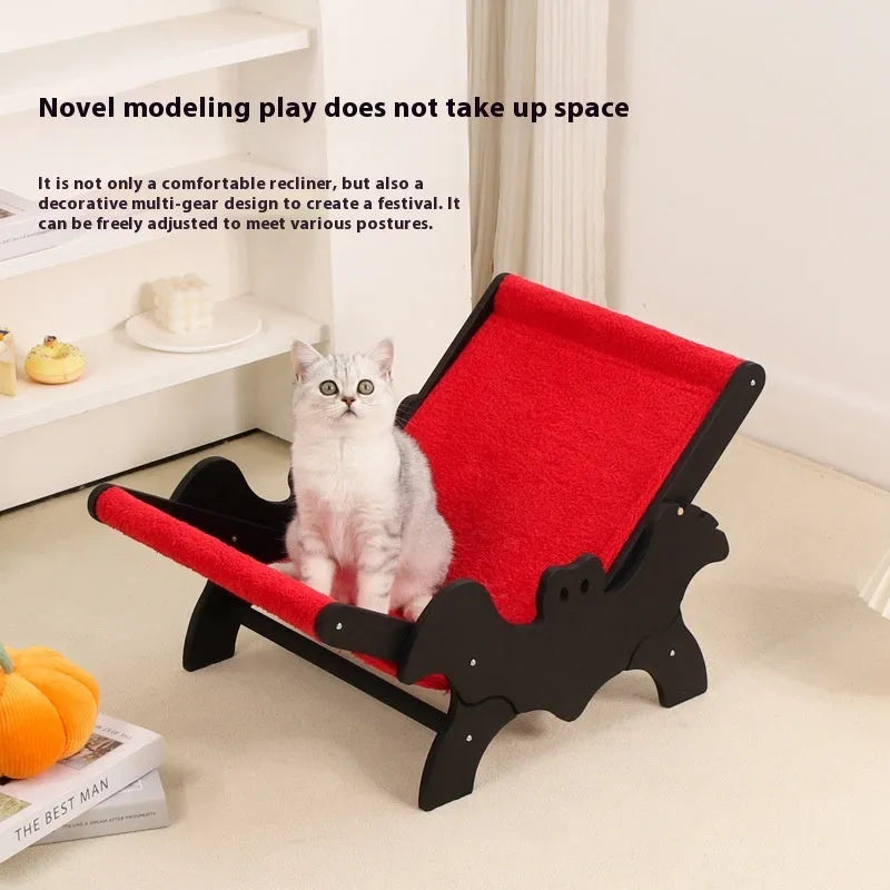 Black and red European-style wooden cat recliner bed for indoor pets