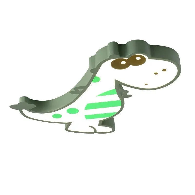 Green cartoon dinosaur ceiling light with 48cm diameter and aluminium PVC construction