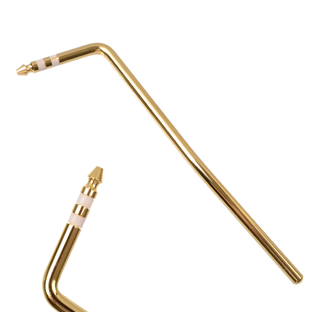 A direct plug-in guitar tremolo arm in a metallic chrome finish.