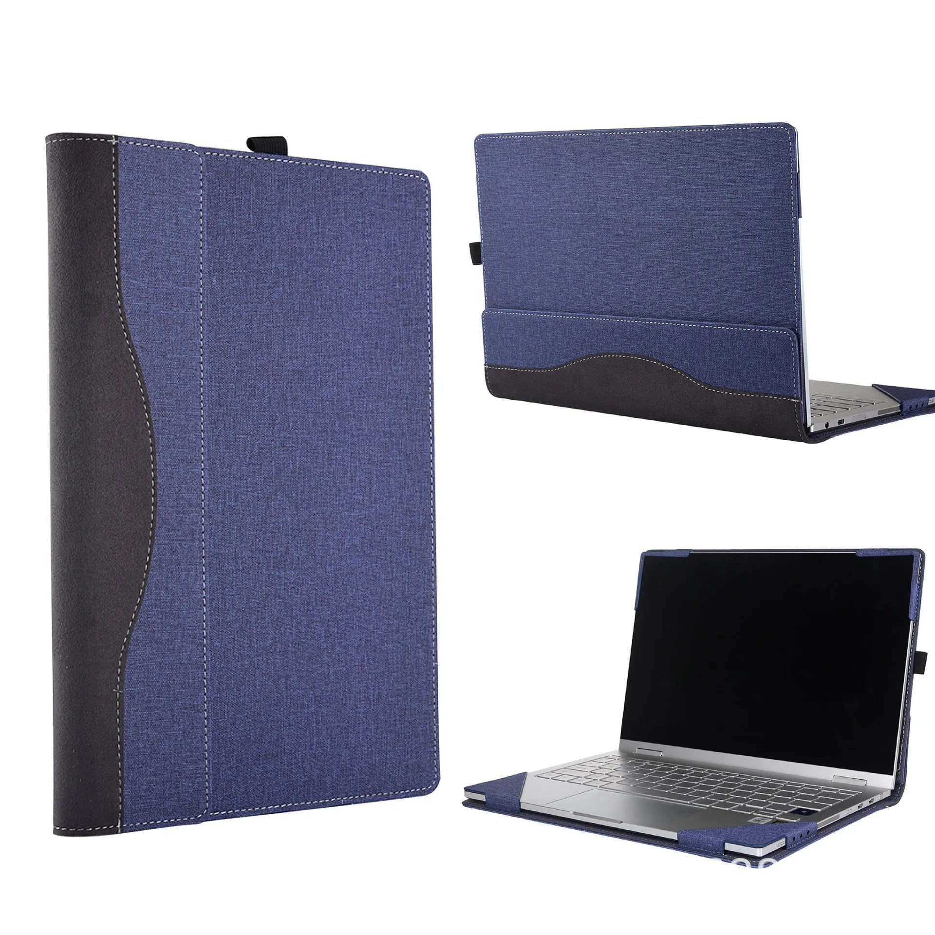 Black imitation leather laptop sleeve with Chinese-style fabric craft for Microsoft Laptop6