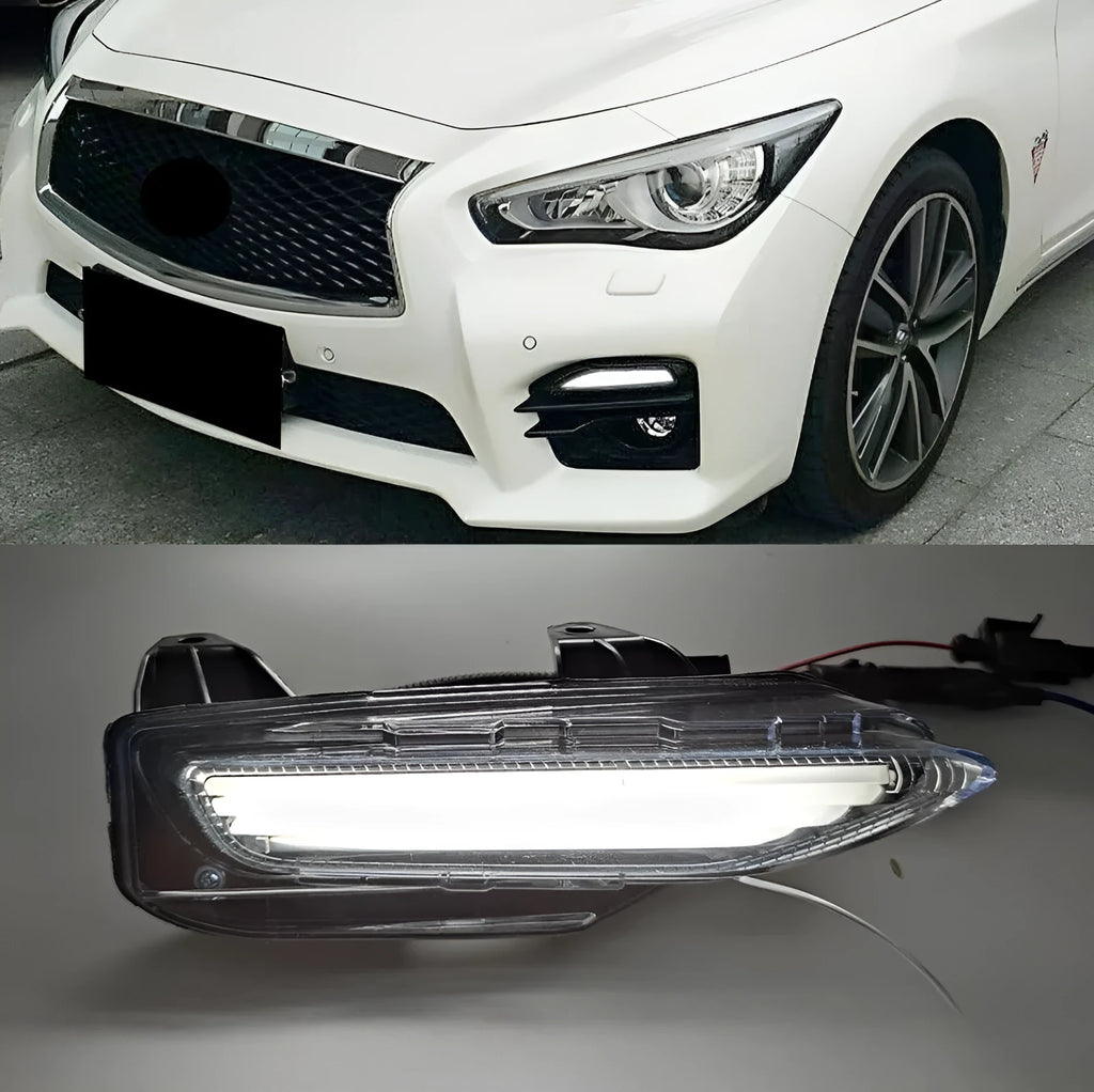 Infiniti Q50 Q70 front bumper LED daytime running and fog light assembly for 2014-2019 models