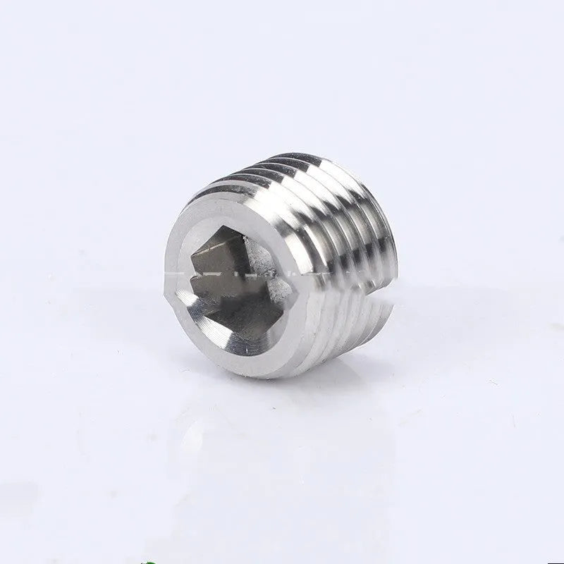 Stainless steel hexagon plug with 3/8 inch thread for pipe bulkhead sealing