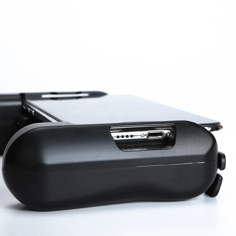 Black Bluetooth controller for iPhone gaming with cooling function