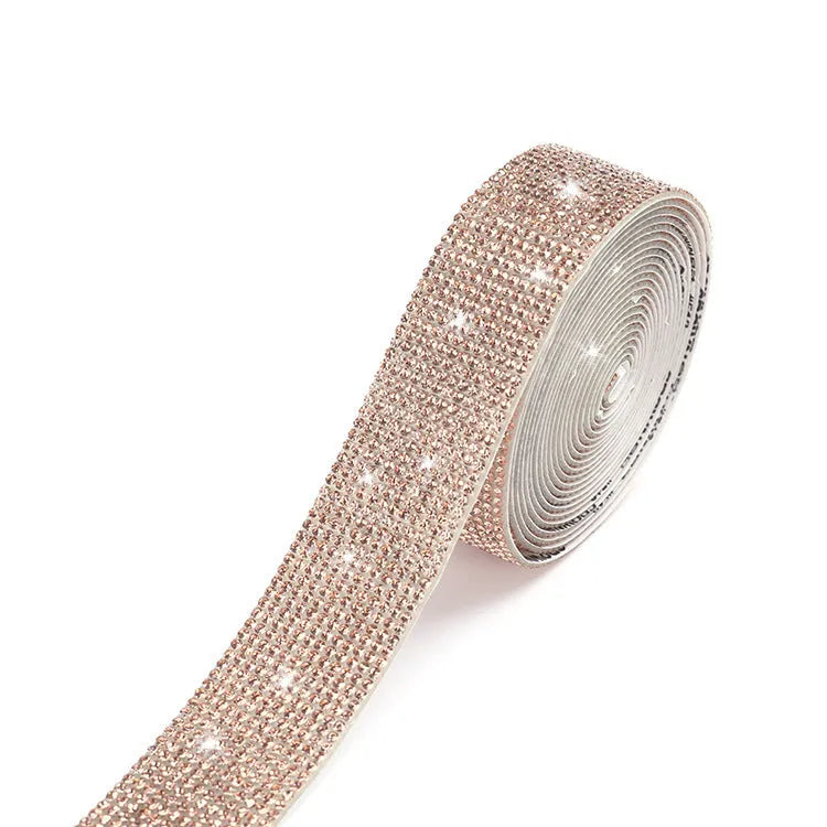 Self-adhesive electroplated glass water drill strips for clothing and shoe decoration in white and AB colours