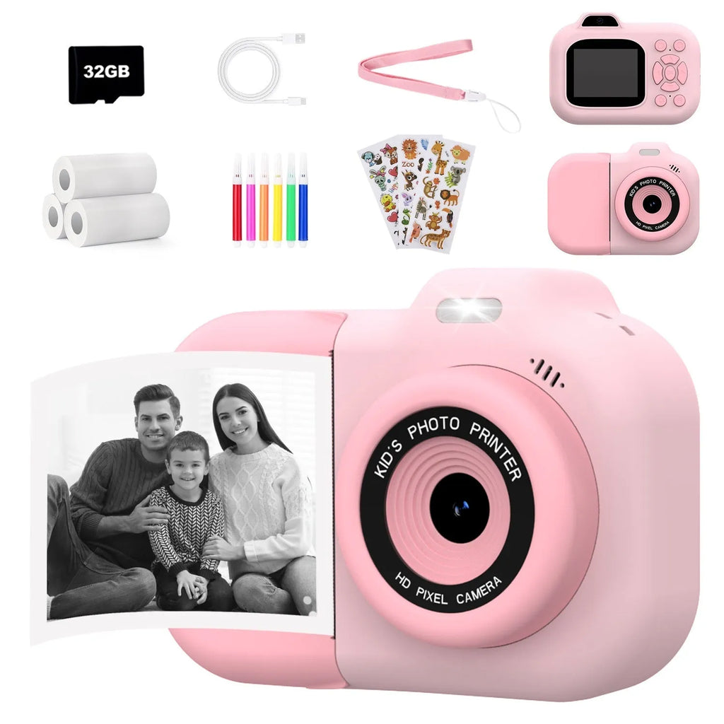 Children's plastic digital camera in pink, blue or purple colour with photography and video recording functions