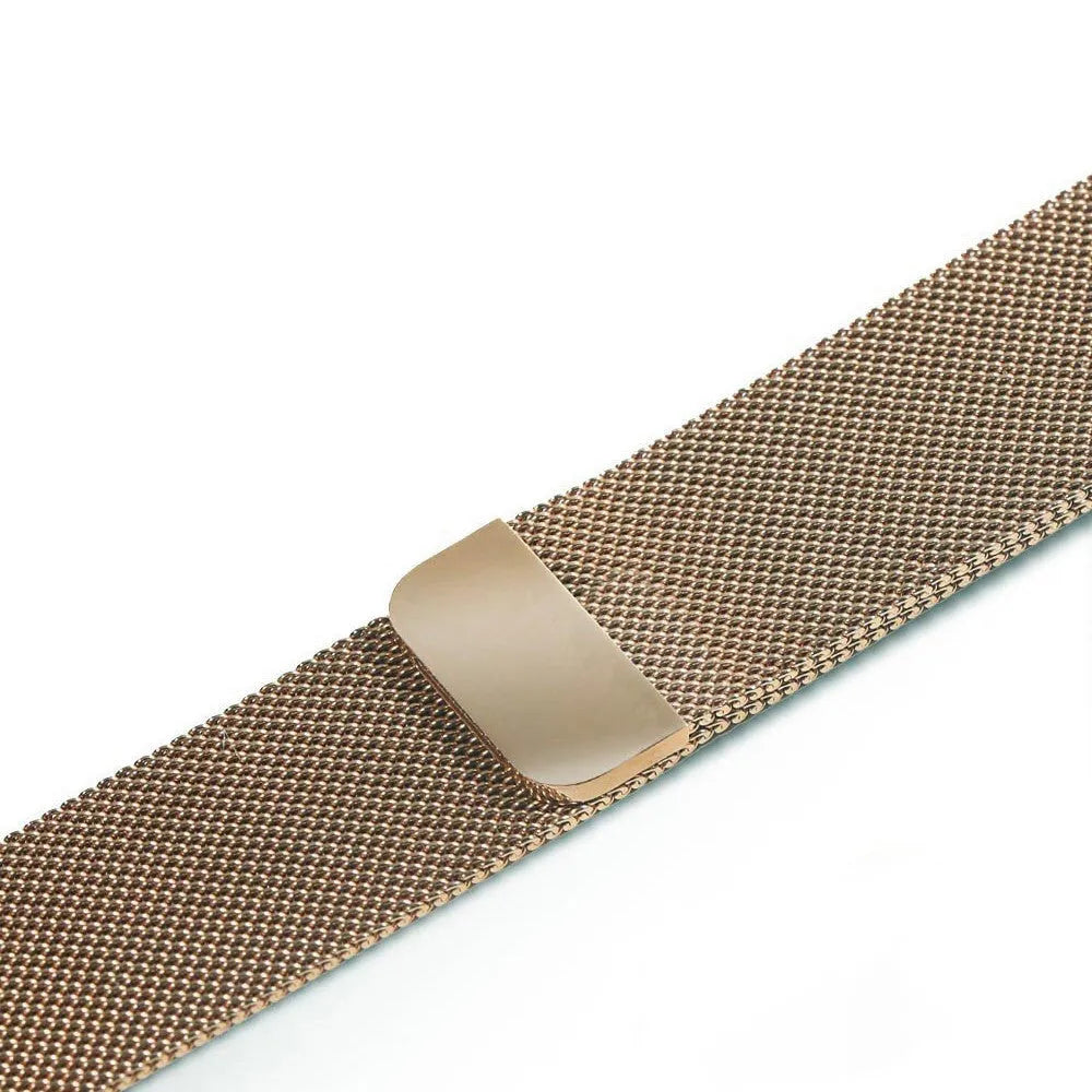 Apple Watch stainless steel mesh strap with magnetic clasp in silver, black, gold and rose gold