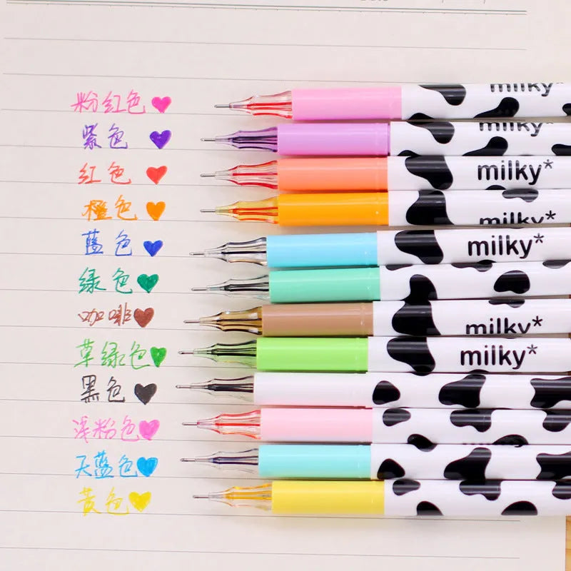 Box of twelve assorted colour gel pens with 0.38mm fine tips