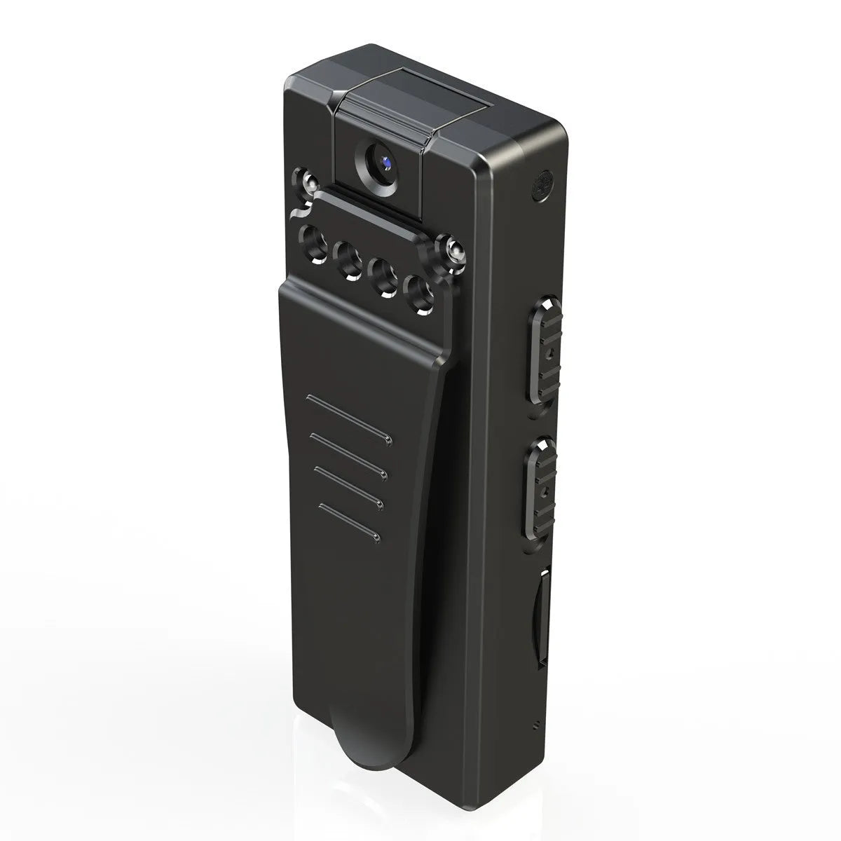 Black 1080p HD DV home camera with rotating body on a stand.