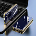 Mirror digital display power bank with square aluminium shell showing battery percentage