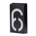 Solar powered house number lamp with LED lights showing clear digital display for outdoor address visibility
