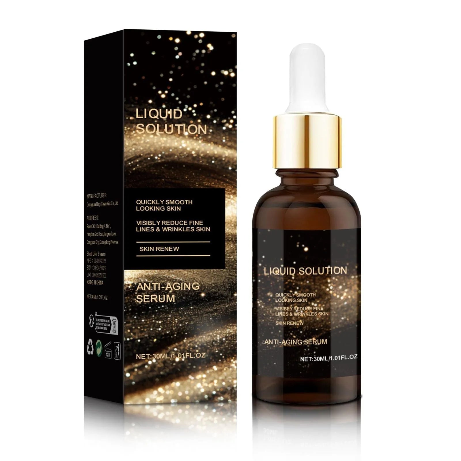 30ml facial moisturising liquid bottle with hyaluronic acid and glycerin