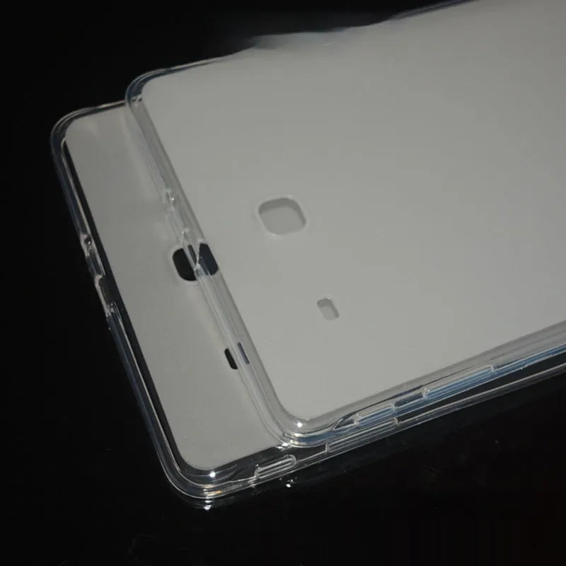 Clear transparent ultra-thin silicone tablet protective case showing device through material