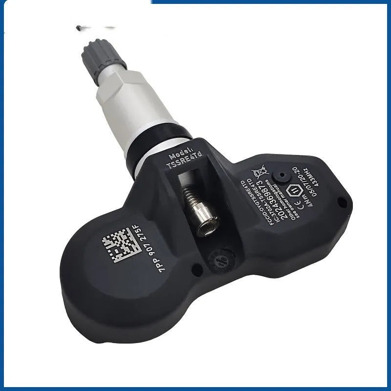 Black tyre pressure monitor sensor unit for Audi vehicles with wireless monitoring capability