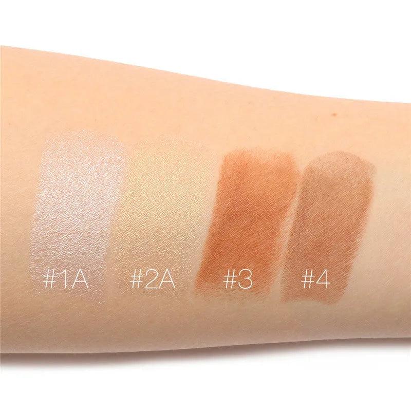 Four-shade face contour highlighter compact for cheekbone and brow bone application.