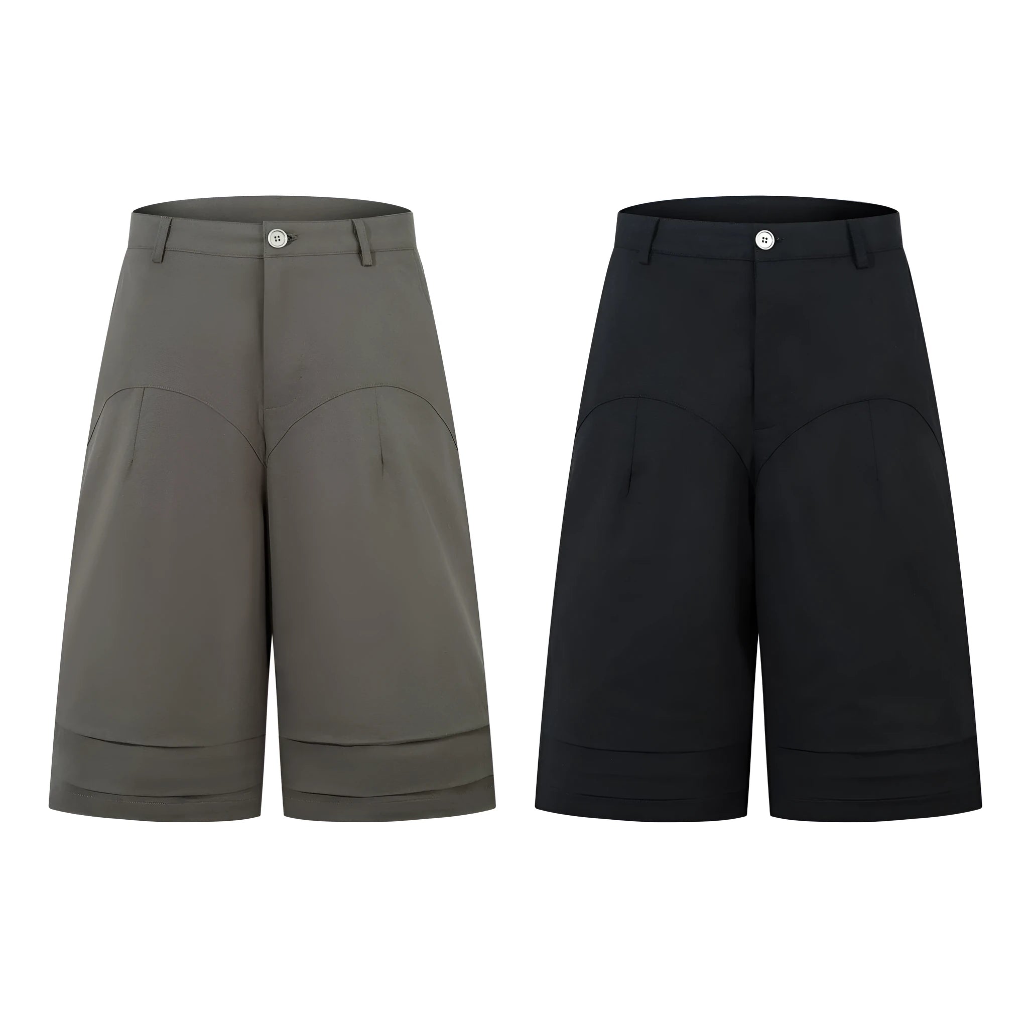 Retro loose fit wide leg straight denim middle pants in black or green with zipper fly