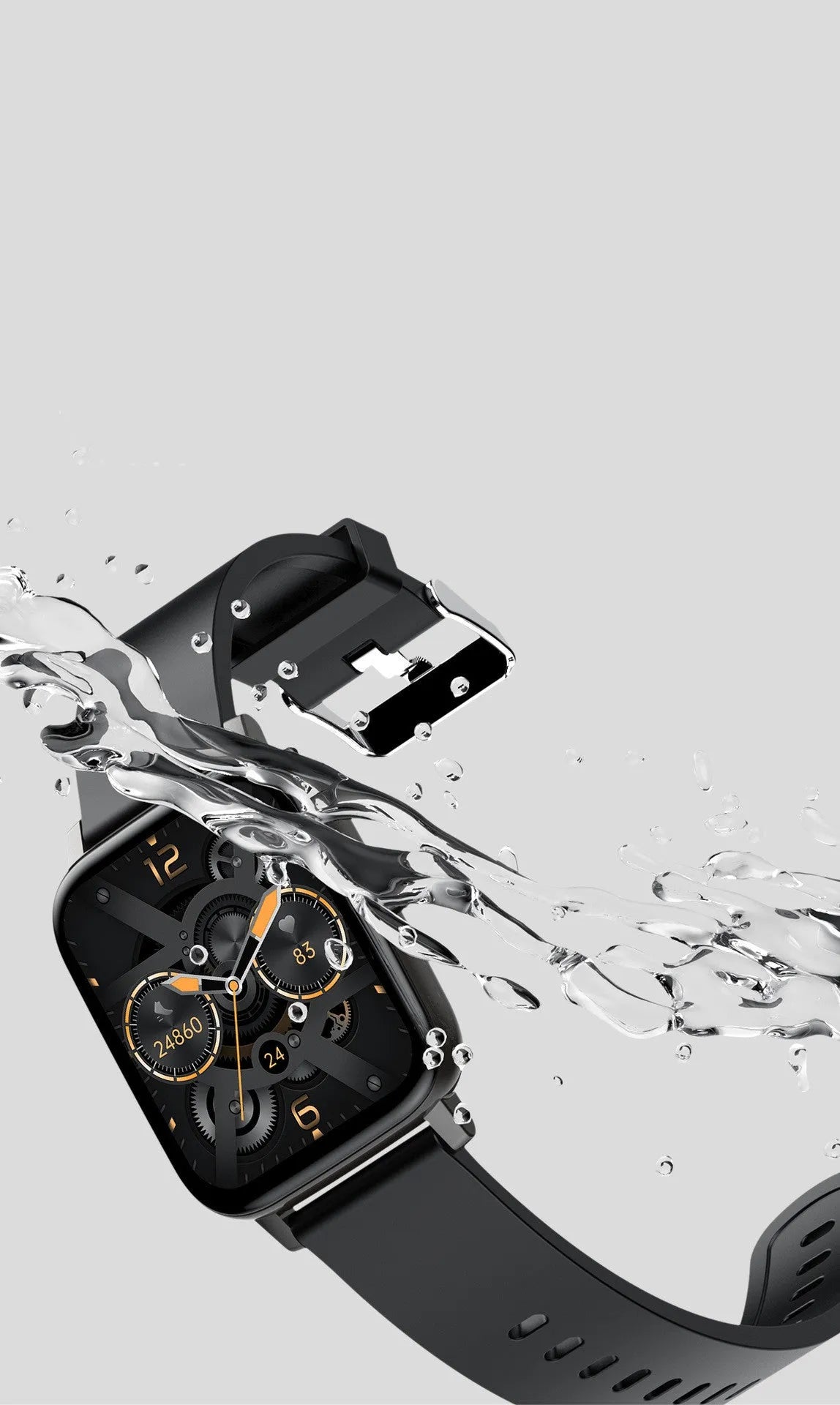 H80 fashion sports smart watch with spherical glass screen and silicone strap showing health metrics display