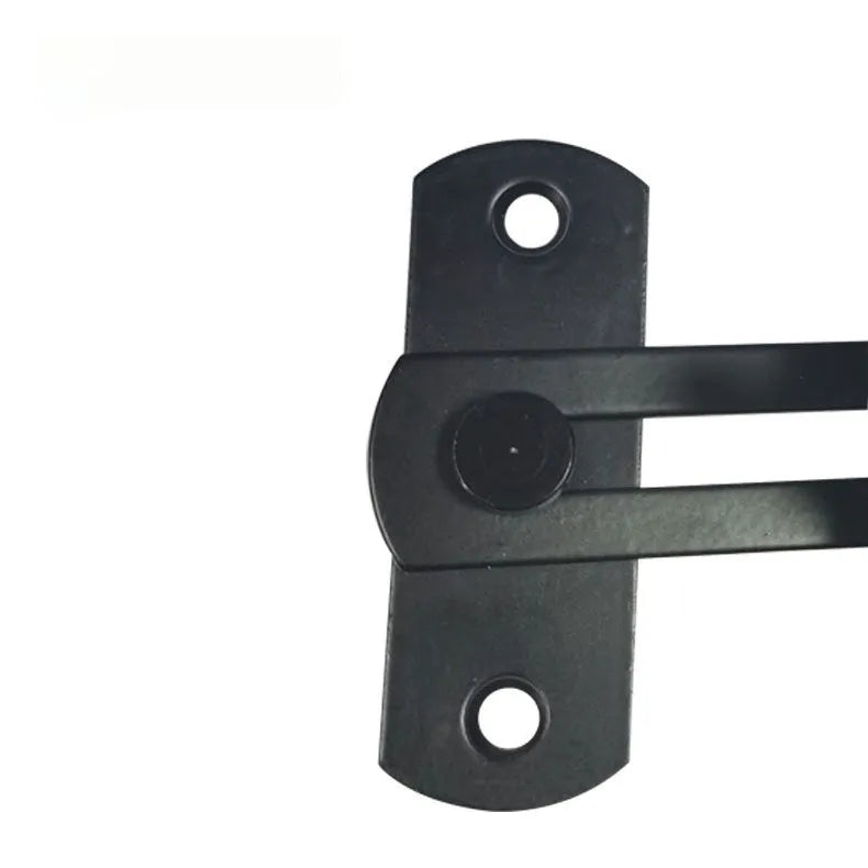 Warehouse hook sliding door lock with 90-degree black carbon steel buckle and stainless steel components