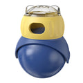 Morandi yellow and blue plastic tumbler owl self-service cat feeder puzzle toy