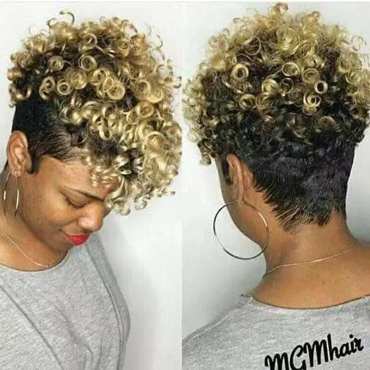 Women's short synthetic wig with simple rolls styling in exotic design, Kanekalon fibre, multiple colour options