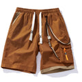Men's plus size bamboo fibre sports shorts in a loose, straight-leg fit on a hanger