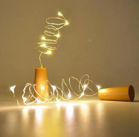 Flexible copper wire LED string lights with bottle stopper for wine bottle decoration