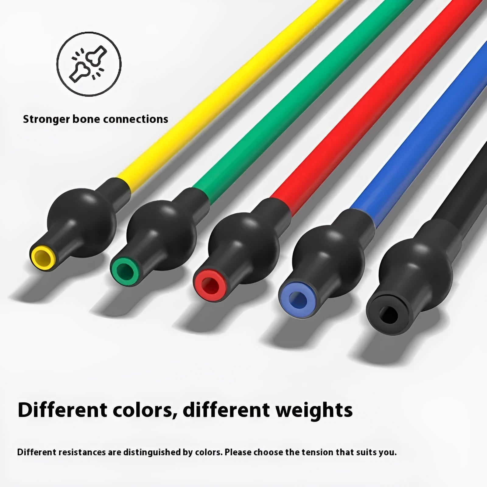 Adjustable chest expander exercise equipment with TPE tension rope in five resistance colours