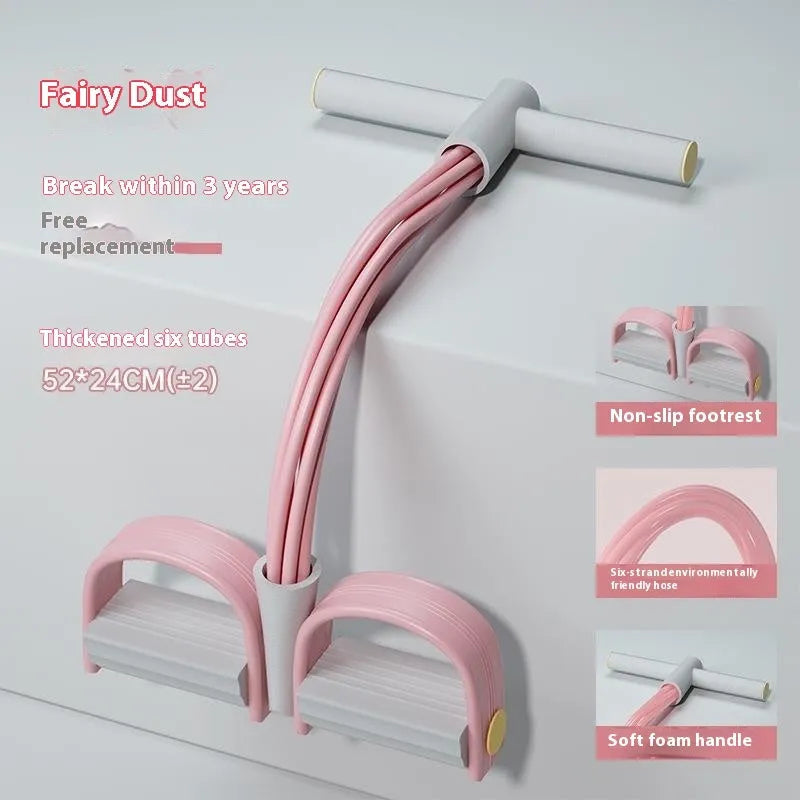 Purple TPR waist slimming belly arm tension device with puller rope for sit-up auxiliary exercises.