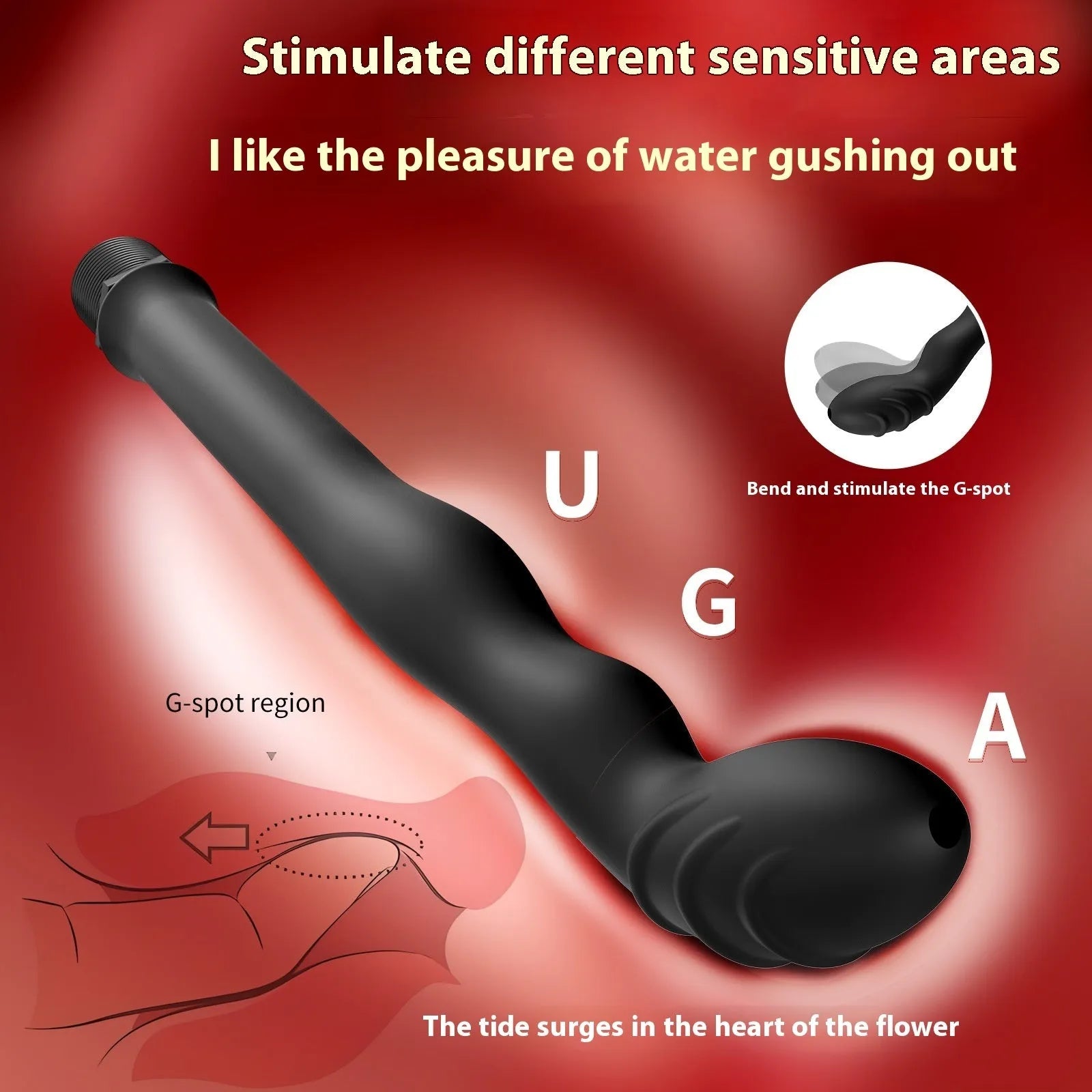 Black silicone enema hosepipe flusher for cleaning sausage filler machines and food-grade hoses