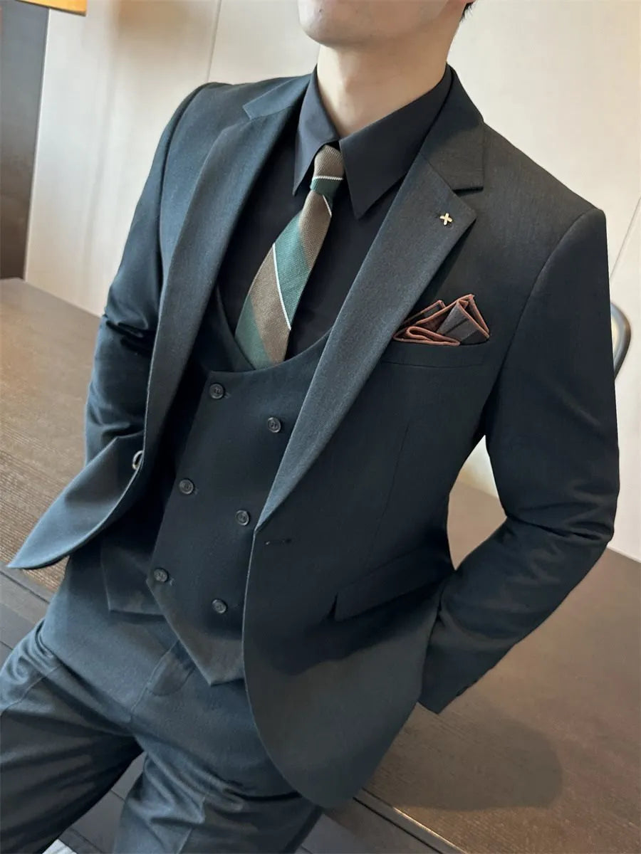 Men's slim fit business formal wear jacket in chemical fibre viscose blend fabric