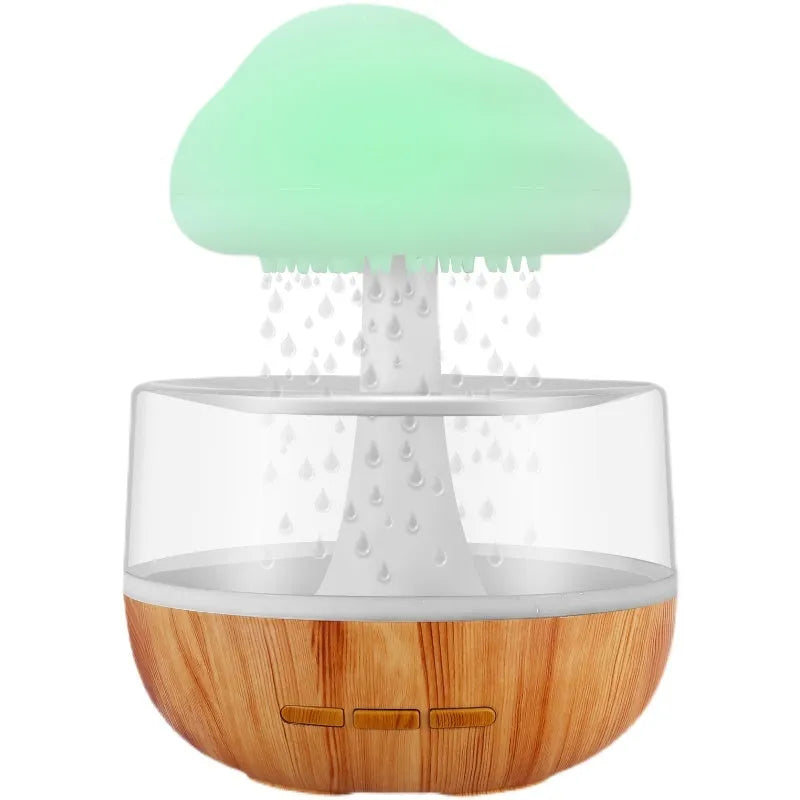 White cloud-shaped humidifier with LED lights and essential oil diffuser