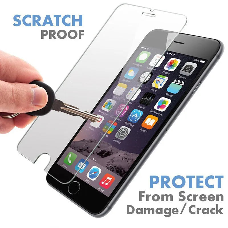Transparent tempered glass screen protector for Apple iPhone with anti-fingerprint coating